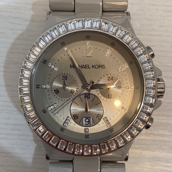 Michael Kors  Dylan Grey Ceramic Glitz Chronograph Watch - Picture 2 of 5